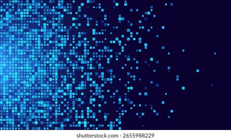 Tecnologia Digital Fundo de gradiente colorido de pixels azuis. Padrão azul quadrado de dados digitais. Padrão de mosaico de pixel digital azul. Ilustração de vetor.