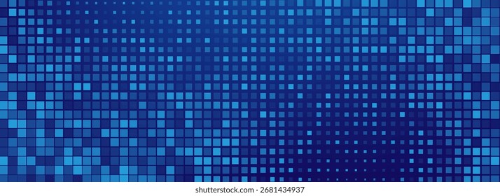 Digitale Technologie bunte blaue Pixel Farbverlauf Hintergrund. Digitale Daten Quadrat blaues Muster. Blaues digitales Pixel-Mosaik-Muster. Moderner Vektor