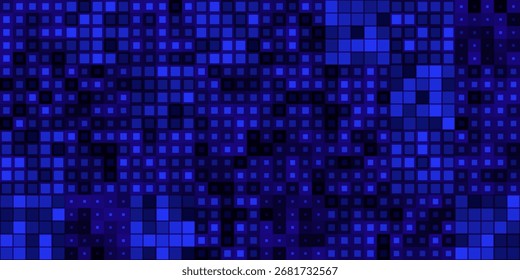 Digital Technology Colorful Blue Pixels Mosaic Background. Digital Data Square Blue Pattern. Digital Pixel Mosaic Pattern. Vector Illustration.
