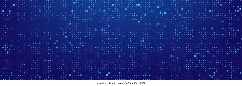 Digital Technology Colorful Blue Pixels Gradient Background. Digital Data Square Blue Pattern. Blue Digital Pixel Mosaic Pattern. Vector Illustration.