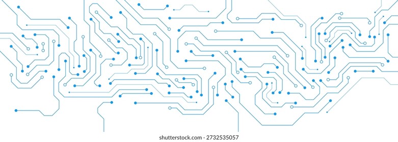 Concepto de comunicación de tecnología digital con diagrama de línea de placa de circuito sobre fondo blanco. Ilustración vectorial