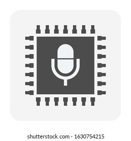 Digital technology for communication vector icon. Consist of microchip, microphone. Electronic device for system, artificial intelligence (ai) to recognition or record sound, voice, speech.