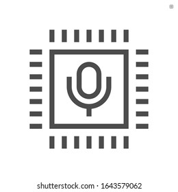 Digital technology for communication vector icon. Consist of microchip, microphone. Electronic device for system, artificial intelligence (ai) to recognition or record sound, voice, speech. 48x48 px.
