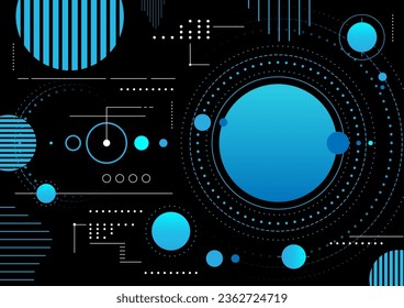 Digital technology computer algorithm. Abstract geometric shape elements. Communication networking simulation background