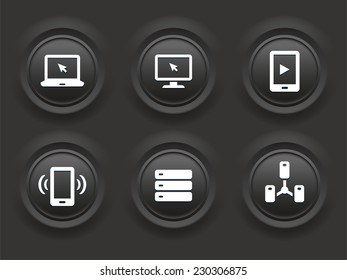 Digital Technology and Computing on Black Bevel Round Buttons