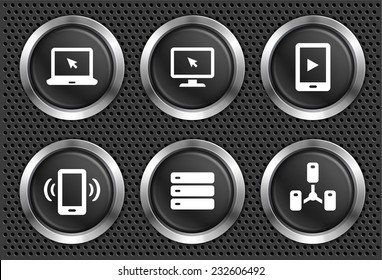 Digital Technology and Computing on Black Round Buttons