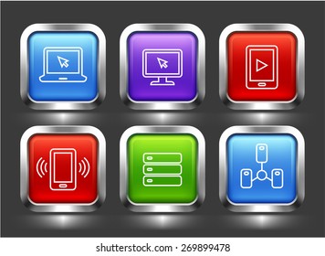 Digital Technology and Computing on Color Square Buttons