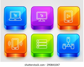 Digital Technology and Computing on Color Square Buttons