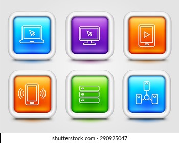 Digital Technology and Computing on Multi Color Square Buttons