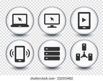 Digital Technology and Computing on Transparent Round Buttons