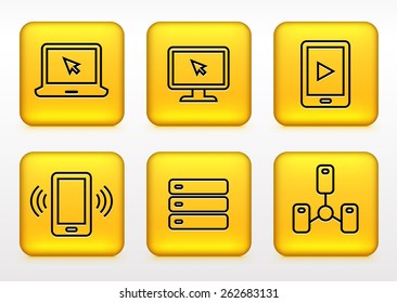 Digital Technology and Computing on Yellow Square Buttons