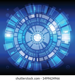 Digital technology concept, abstract background. Internet, interface. Dark blue circuit board technology graphic design background. Vector illustration