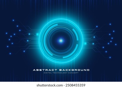 Digital Technology Concept. Abstract background a Blue light. Digital circles. Cyber infomation, Digital world, Network connection, Internet, Tect data, Future innovation Vector