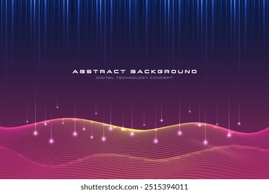 Digital Technology Concept. Abstract background a Red light. The light fell on the waves. Cyber information, Digital world, Network connection, Internet, Tech data, Future innovation Vector