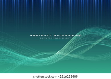 Digital Technology Concept. Abstract background a Green light. Inspiration of the Data fiber. Cyber information, Digital world, Data fiber, Network connection, Internet, Tech data, Future innovation.