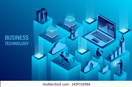 Digital Technology Concept. Cloud Computing. New Innovative Ideas. Isometric Vector Illustration