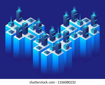 Digital technology concept. Data center. Isometric vector illustration.