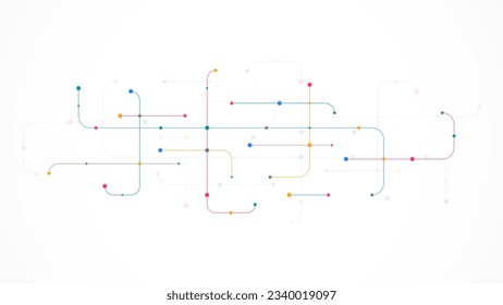 Digital technology concept with integrated circuit and network communication elements