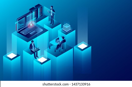 Digital Technology Concept. New Innovative Ideas. Isometric Vector Illustration