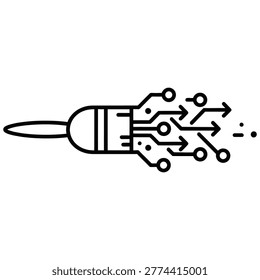 Digital technology concept showing a brush head with circuit board patterns