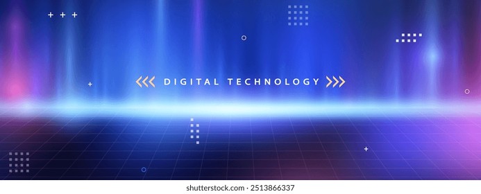 La tecnología digital conecta el fondo azul. Red de líneas Abstractas. Cartel de alta tecnología. Elemento de diseño futurista. alta velocidad brillante y efecto de luz de movimiento y líneas. Ilustración vectorial.