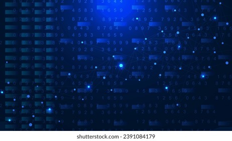 Digital technology with connecting dots and lines for server room, data center and big data storage concept background. Vector illustration.