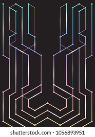 digital technology cover, poster, presentation background vector design with spectrum circuit shining line