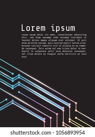 digital technology cover, poster, presentation background vector design with spectrum circuit shining line