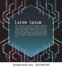 digital technology cover, poster, presentation background vector design with spectrum circuit shining line