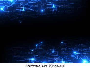 fondo de comunicación de red de datos de tecnología digital con resumen de luz de neón azul. gráfico de visualización en línea de datos de computadora futurista y telecomunicaciones de fibra. vector del sistema de inteligencia eléctrica.