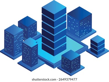 Servidor de dados de tecnologia digital. Blockchain. Processamento de fluxo de Big Data. Bancos de dados de nuvem, hospedagem na Web e servidor. Cor azul, elemento futurista