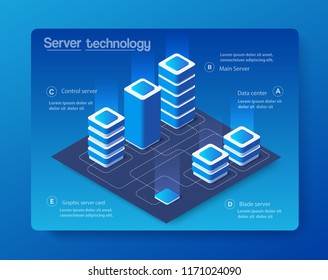 Digital technology design for creature concept future background abstract. A server of cloud tech network connects data science. Ultraviolet modern business background of isometric 3d futuristic