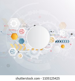 digital technology design gear wheel colorful circuit board engineering various elements space for content network business tech presentation on light color background copy space  vector illustration
