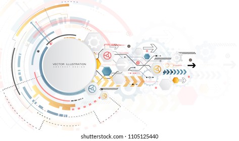 tecnologia digital design roda de engrenagem placa de circuito colorido engenharia vários elementos espaço para conteúdo de rede apresentação técnica de negócios em cor de fundo luz cópia espaço vetor ilustração
