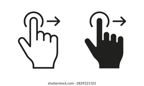 Digital technology element pack, minimalist line style, touch gestures, swipe motions, navigation markers, and interface controls.