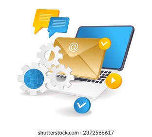 Red de marketing de correo electrónico de tecnología digital concepto de ilustración plana