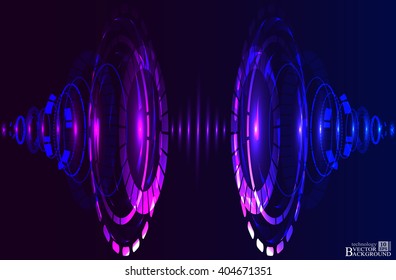 Digital technology and engineering, digital telecoms technology concept, Abstract futuristic- technology on blue-purple color background. Vector