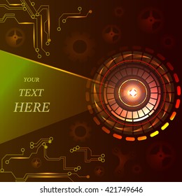 Digital technology and engineering, digital telecoms technology concept, Abstract futuristic- technology on orange color background. Vector illustration