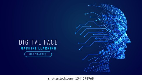 Digital Technology Face Artificial Intelligence Concept Design