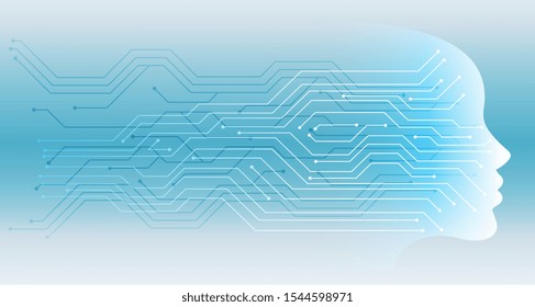 digital technology face artificial intelligence concept background