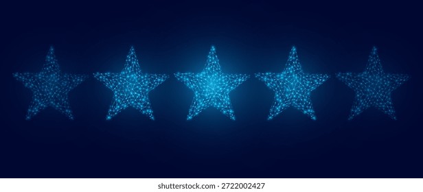 Tecnología digital de cinco estrellas. Evaluación de calidad, Comentarios Cliente, Revisión digital, Estrellas brillantes de estilo polivinílico bajo. Ilustración vectorial.