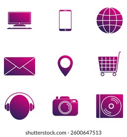  Digital technology flat icons gradient. representing innovation, connectivity, and the digital revolution