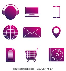  Digital technology flat icons gradient. representing innovation, connectivity, and the digital revolution