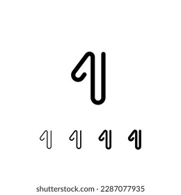 Digital technology font rounded alphabet, including set from five of different thicknesses trendy number 1, modern minimal trendy vector illustration 10EPS