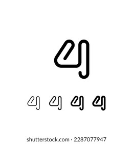 Digital technology font rounded alphabet, including set from five of different thicknesses trendy number 4, modern minimal trendy vector illustration 10EPS