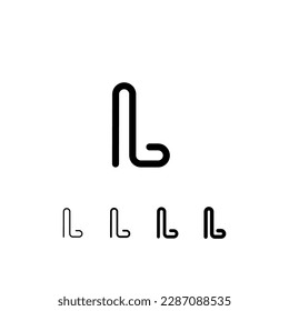 Digital technology font rounded alphabet, including set from five of different thicknesses trendy letter L, modern minimal trendy vector illustration 10EPS
