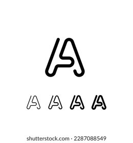 Digital technology font rounded alphabet, including set from five of different thicknesses trendy letter A, modern minimal trendy vector illustration 10EPS