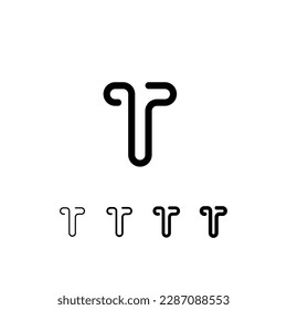 Digital technology font rounded alphabet, including set from five of different thicknesses trendy letter T, modern minimal trendy vector illustration 10EPS