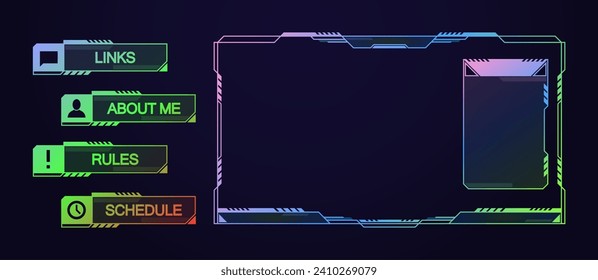 Digital Technology Frame For Streamers. Ui, Ux Futuristic Hud, Virtual Interface. Vector Border Design Template