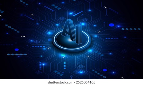 Digital technology of the future. AI icon or artificial intelligence symbol. Future advanced artificial intelligence technology circuit board concept